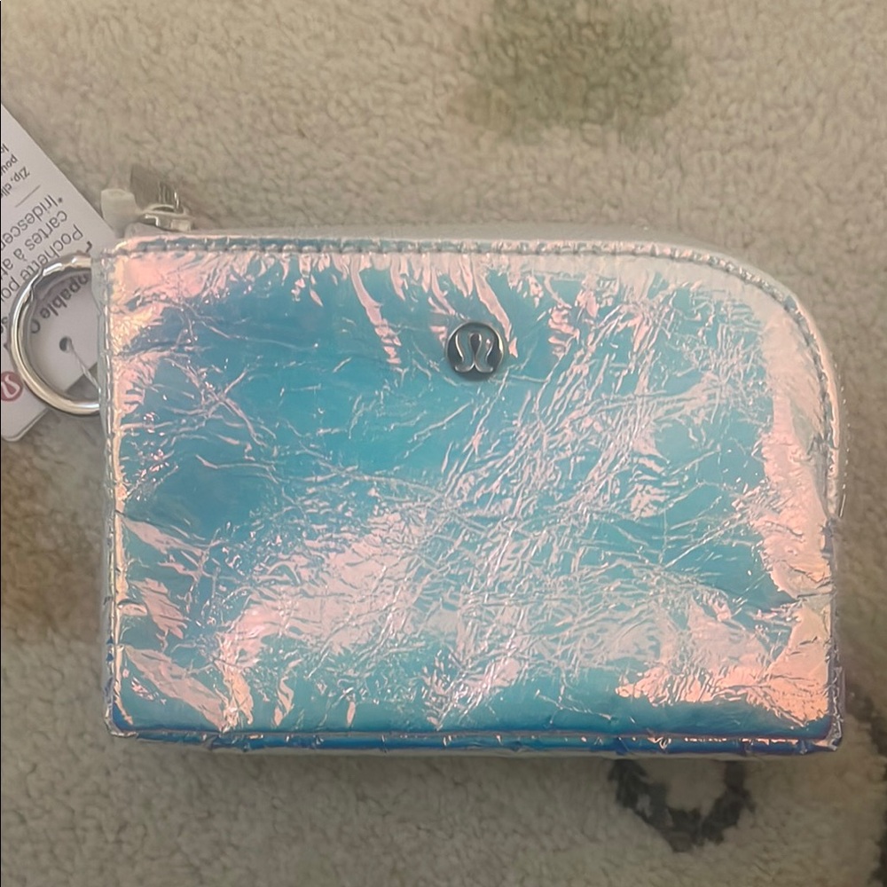 Lululemon Athletica Blue and Silver Holographic card pouch